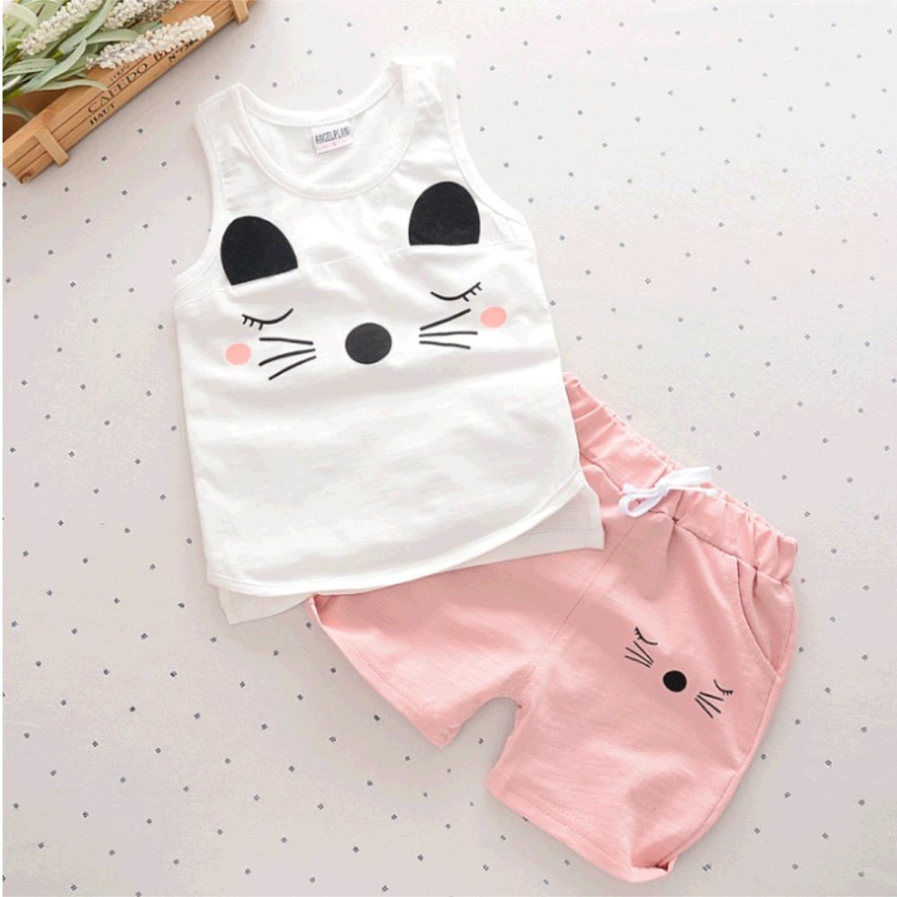 New Toddler Girls Pink And White 2 Piece Set